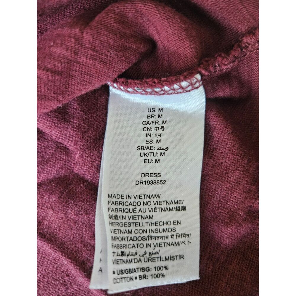 Daily Ritual Burgundy Tee Shirt Dress Cotton V-Neck Short Sleeve Size M - Picture 5 of 6
